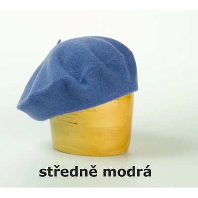 Vlněný baret jednobarevný stř. modrá