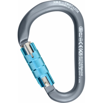 Kong HMS карабинер Kong Alukarabiner HMS Classic Twistlock HMS carabiner - Grey / Blank / Cyan - размер Twist Lock (323-0178-0111)