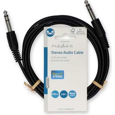 Nedis CAGL23000BK20 Кабел с 6, 35 мм стерео жак (мъжки), 2 м (CAGL23000BK20)