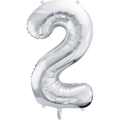 PARTYDECO Foliová číslice- 2 stříbrná 86 cm 553761