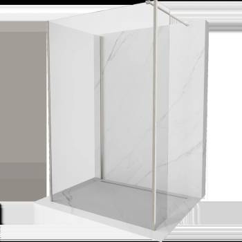 Mexen Kioto стена за душ Walk-in 130 x 90 x 40 см, прозрачна, четкана никел - 800-130-090-221-97-00-040 (800-130-090-221-97-00-040)