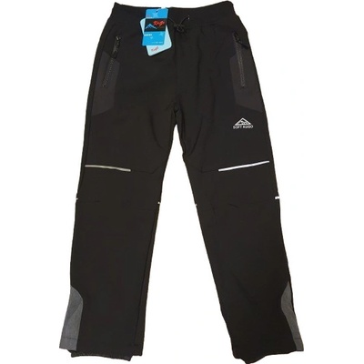 Kugo dětské oteplené softshellové kalhoty černá šedá