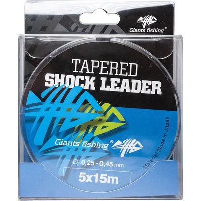 Giants Fishing Ujímaný šokový vlasec Tapered Shock Leader 5 x 15 m 0,25 - 0,45 mm