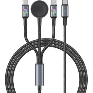 USAMS 3в1 кабел USAMS Huan Series с индукционна зарядна 72W, матов (Usa001757)