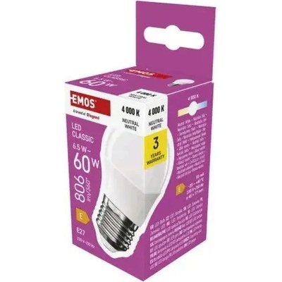 Emos Žiarovka Led Classic Mini Globe 6.5W 60W E27 806lm neutrálna biela