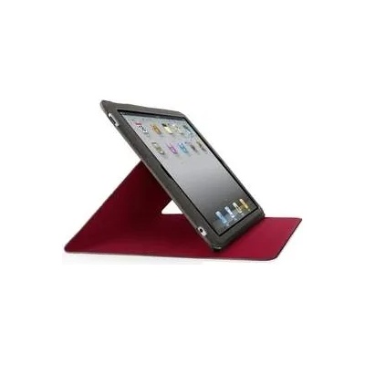 Belkin Slim Folio - кожен кейс и поставка за iPad 4, iPad 3, iPad 2 (черен-червен)
