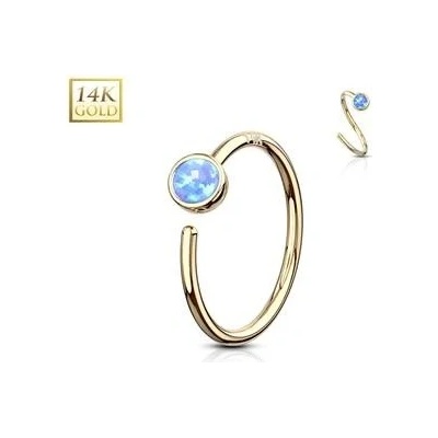 Šperky4U zlatý piercing kruh, modrý opál ZL01179BL-YG
