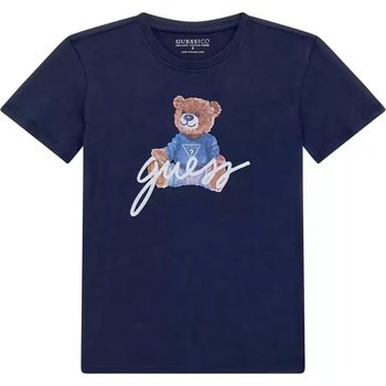 GUESS Тениска с къс ръкав в синьо за момче с мече Guess