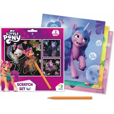 Škrabací obrázok 3ks farebný My little Pony 20x20cm na karte