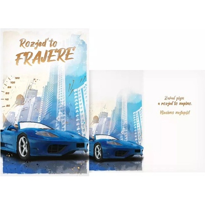 Přání srdečné pro muže Modré auto