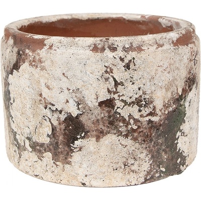 Clayre & Eef béžovo-hnědý antik terakotový květináč Teracci 18x11 cm