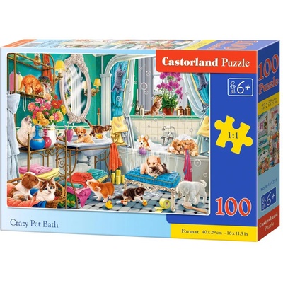Castorland - Puzzle Crazy Pet Bath - 100 piese