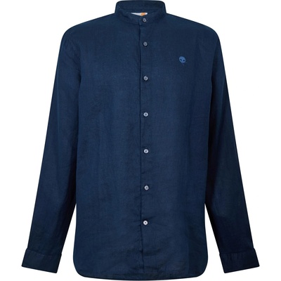Timberland Риза с дълъг ръкав Timberland Men's Linen Korean Collar Long Sleeve Oxford Shirt - Dark Sapphire
