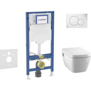 Geberit Duofix - Комплект за монтаж пред стена, тоалетна TECEone и седалка със система „softclose, бутон Sigma01, алпийско бяло SANI11CT3100 (SANI11CT3100)