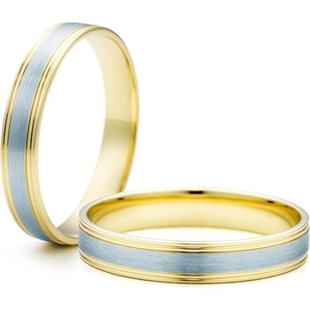 SAVICKI Сватбени халки: двуцветно злато, плоски. 4 мм