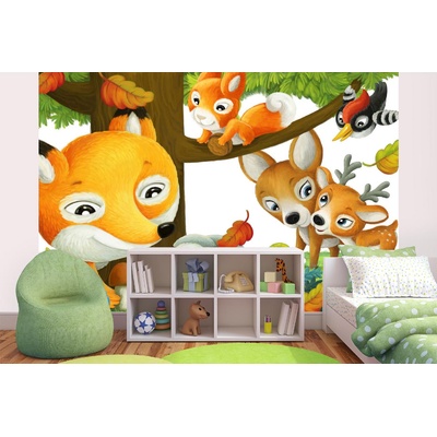 DIMEX ART Самозалепваща се флизелинова фототапета гора приятели 375 x 250 см