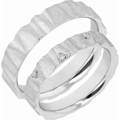 Eppi Zlaté tvarované prsteny s matným povrchem a diamanty Kristia RW43595