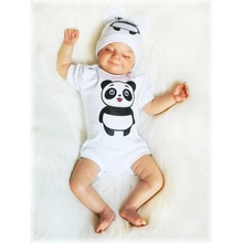 Kojenecké body krátký rukáv Panda bílá