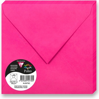 Barevná obálka Clairefontaine 165 × 165 mm, olizová, fuchsiová, 20 ks