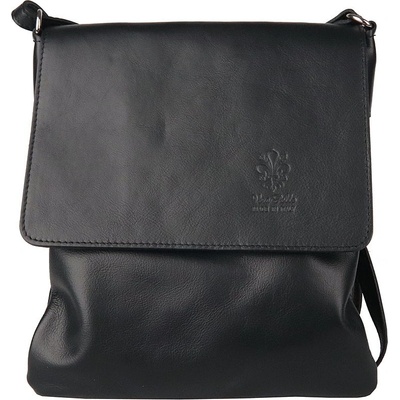 Středně velká kožená crossbody kabelka no. 47 Černá