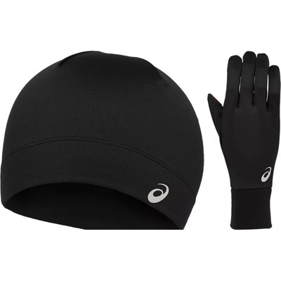 Asics Running Pack performance black čepice + rukavice