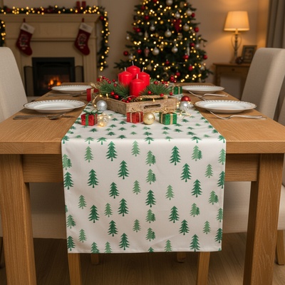 BBK Vánoční ubrus běhoun JOYFUL TREE 40x140 cm béžová
