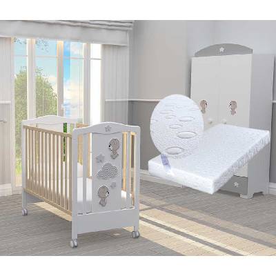 Bambino Casa Бебешко легло Bambino Casa - Giochi divertenti, Naturale fix + подарък матрак Primavera Baby Luxe (202528)