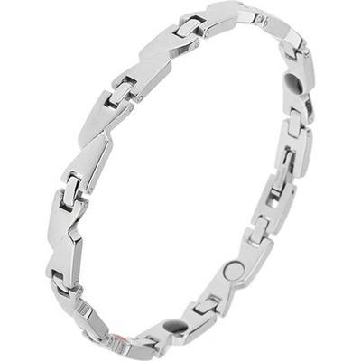 Šperky eshop oceľový náramok s magnetmi strieborná matné lichobežníky SP17.03