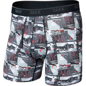 Saxx Мъжко синтетично термобельо Saxx Quest Quick-Dry Mesh Boxer Brief Fly 6'' Synthetic base layer - Winter Trek / Black (014-2478-1113)