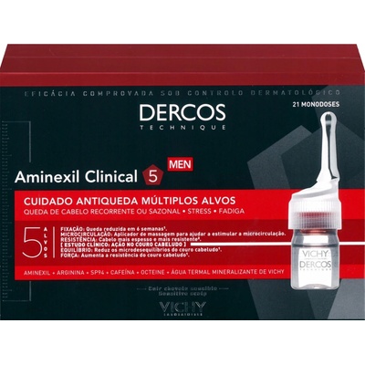 Vichy Dercos Aminexil Clinical 5 cielená starostlivosť proti vypadávaniu vlasov pre mužov Multi-Target Anti-Hair Loss Treating Care 21 x 6 ml