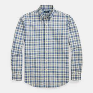 Ralph Lauren Custom Fit Plaid Oxford Shirt - Blue Cream