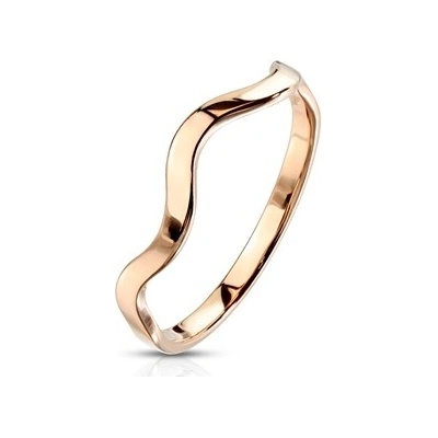 Šperky4U Zlacený ocelový prsten vlnka OPR1758RD