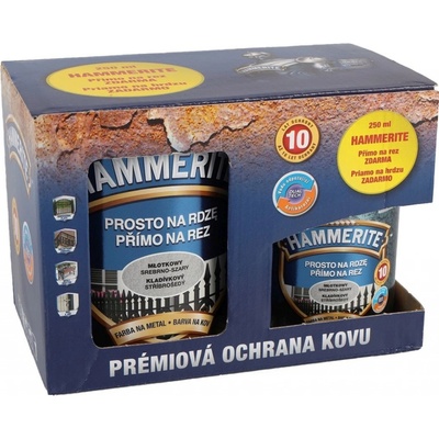 Hammerite Farebný email 700ml + 250ml striebrosivý