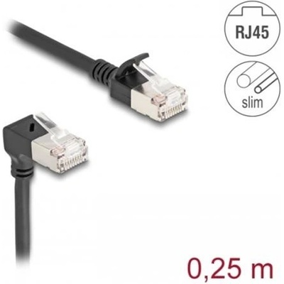 Delock 80306 RJ45 Cat.6A S/FTP, Slim, zalomený dolů o 90° / přímý, 2m, černý