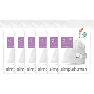 Simplehuman Sáčky 55 L typ U zatahovací 6 x 20ks 120 sáčků 35 µm CW0265-2
