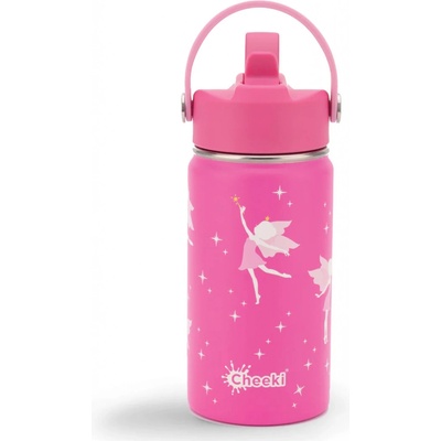 Cheeki Dětská nerezová termoláhev s brčkem víla 400 ml