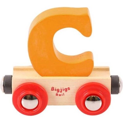 Bigjigs Toys Вагонче дървена влакова линия - Буква C