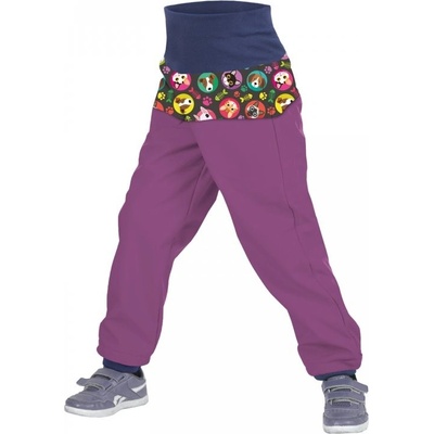 Unuo dětské softshellové kalhoty BATOLE Kočka a pes ostružinové