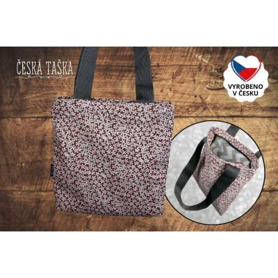 Česká Taška Taškokabelka PETITE FLOWER L Česká ručně šitá taška s podšívkou a zipem 38×38 cm