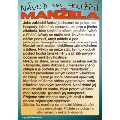 Certifikát Návod na použitie manžela