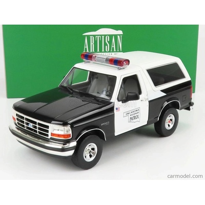 Greenlight Bronco Ford usa Oklahoma Highway Patrol Police 1996 Černá Bílá 1:18