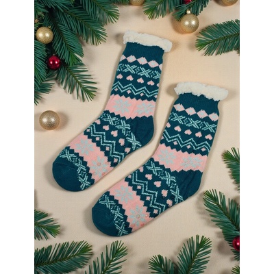 Resti Vianočné dámske ponožky WinterJoy modrá tyrkysová ružová