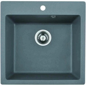 Inter Ceramic Гранитна мивка 5050 - сива, с централен отвор за смесител (5050 gray) Мивка за вграждане