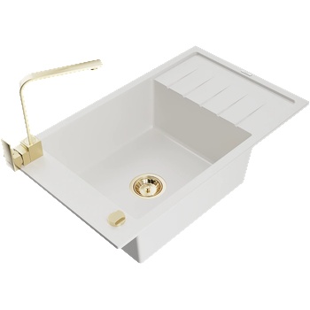 Mexen Elias еднокоморна мивка от гранит с отцедник и кухненски смесител Rita, бял - 6511-20-670300-50 (6511-20-670300-50)