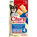 Inaba Foods Dog Churu Terrine - Лакомство за кучета, фин крем със Сьомга и Риба тон, 4 броя х 15 грама, Япония EUD528