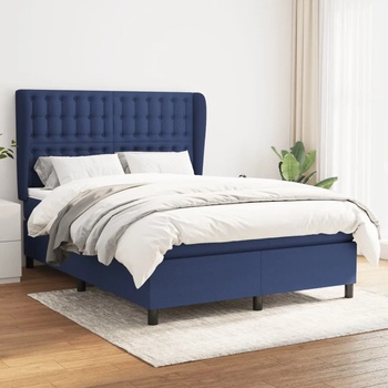 vidaXL Боксспринг легло с матрак, синьо, 140x200 см, плат (3128291)