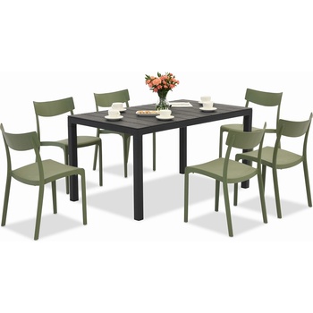 BICA Комплект градински мебели King/Provence в антрацитно зелено за 6 души Bica (BC440ANT-6xBC308ZIE)