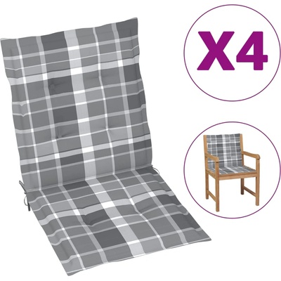 vidaXL Възглавници за столове 4 бр сиво каре 100x50x3 см Оксфорд плат (314156)