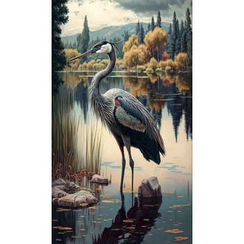 Norimpex - Puzzle Diamant painting: Crane on the lake 30x40cm - 1 - 39 piese