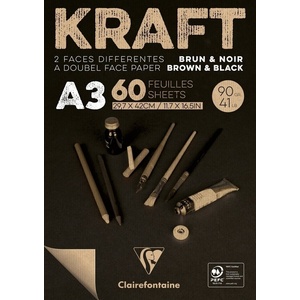 Clairefontaine Brown & Black Laid Kraft Pad Скицник 60 A3 90 g (975819C)